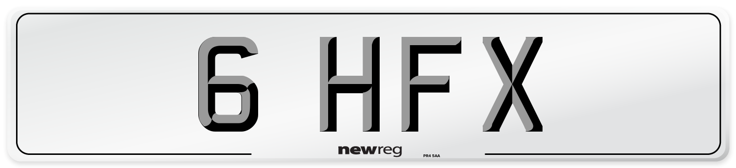 6 HFX Number Plate from New Reg